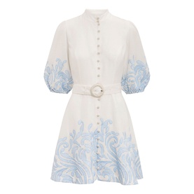 Eva Embroidered Mini Flared Dress