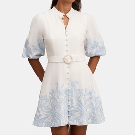 Eva Embroidered Mini Flared Dress