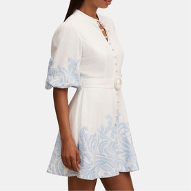 Eva Embroidered Mini Flared Dress
