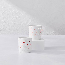 Stoneware Heart Pattern Mug 350ml, Set of Two