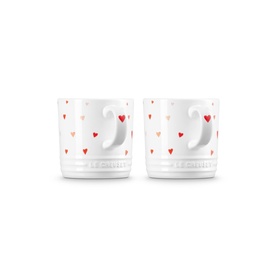 Stoneware Heart Pattern Mug 350ml, Set of Two