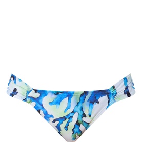 Coral Ruched Bikini Bottoms