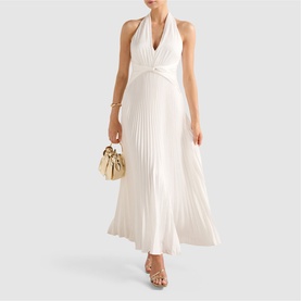 Natasha Pleated Satin Dress