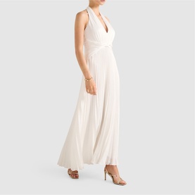 Natasha Pleated Satin Dress