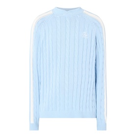 Logo Side Stripe Cable Knit Sweater
