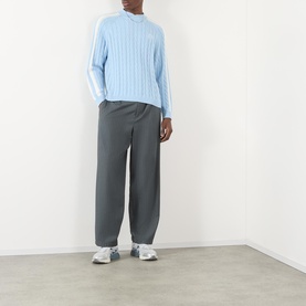 Logo Side Stripe Cable Knit Sweater