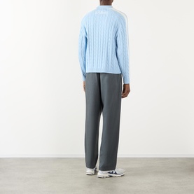 Logo Side Stripe Cable Knit Sweater