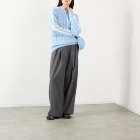 Logo Side Stripe Cable Knit Sweater