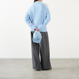 Logo Side Stripe Cable Knit Sweater