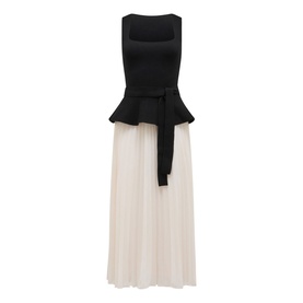 Peony Pleat Mixed Dress