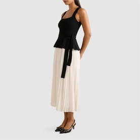 Peony Pleat Mixed Dress