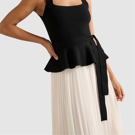 Peony Pleat Mixed Dress