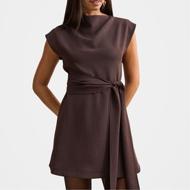 Peony Tie Front Mini Flared Dress