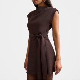 Peony Tie Front Mini Flared Dress