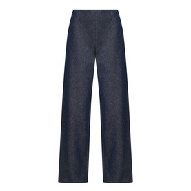 Chambray Straight-Leg Trousers