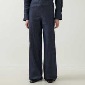 Chambray Straight-Leg Trousers