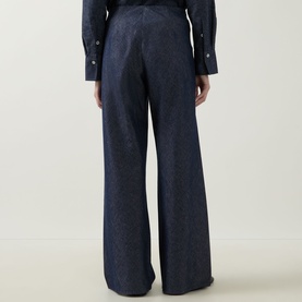 Chambray Straight-Leg Trousers