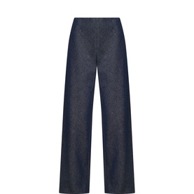 Chambray Straight-Leg Trousers