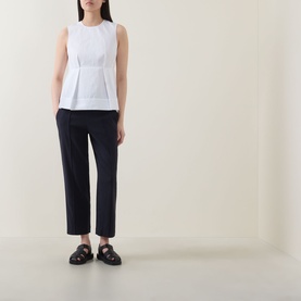 Pressed Pleat Cropped Trousers