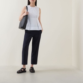 Pressed Pleat Cropped Trousers