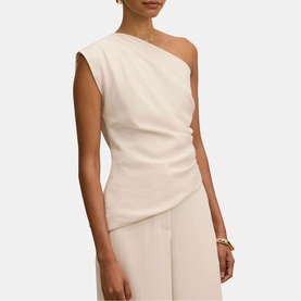 Willow Petite Asymmetrical Pinstripe Top