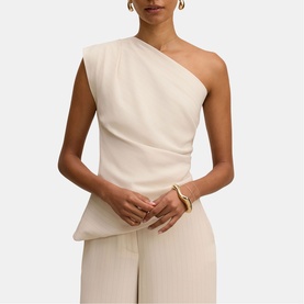 Willow Petite Asymmetrical Pinstripe Top