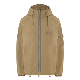 Barbour casual jacket in clay, lightweight hooded design with zip fastening and sleeve utility pocket
