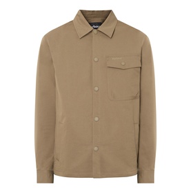 Barbour Strick Flap Pocket Overshirt in Clay, shirt collar, snap button front placket, chest flap pocket, long sleeves, ripstop finish