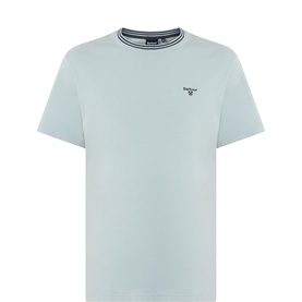 Barbour Austwick Logo T-Shirt in light blue with contrast-tipped crew neck, short sleeves, and embroidered chest logo