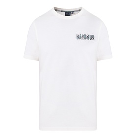 Barbour Crew Neck T-shirt in Whisper White with chest logo graphic, short sleeves and ribbed neckline
