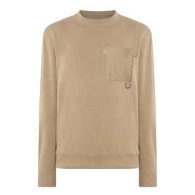 Barbour Clay crew neck sweatshirt with tonal chest pocket and D-ring detail, 100% cotton in a relaxed fit