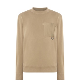 Barbour Clay crew neck sweatshirt with tonal chest pocket and D-ring detail, 100% cotton in a relaxed fit