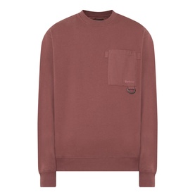 Barbour Ivergill Patch Pocket Sweatshirt in Burnt Pepper, crew neck, dropped shoulders, contrast chest patch pocket with D-ring and logo detail