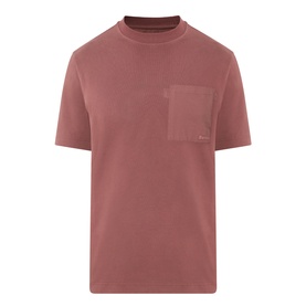 Barbour Ivergill Patch Pocket T-Shirt in Burnt Pepper, crew neck, short sleeves, contrast fabric chest patch pocket with embroidered logo