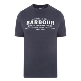 Barbour crew neck T-shirt in Dark Navy with large white J. Barbour & Sons logo graphic print on chest