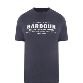 Barbour crew neck T-shirt in Dark Navy with large white J. Barbour & Sons logo graphic print on chest