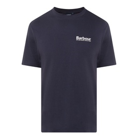 Barbour Moonwell Graphic Logo T-Shirt in Dark Navy, crew neck, short sleeves, chest logo print, soft cotton jersey finish