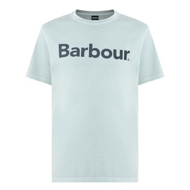Barbour Washington Overdyed Logo T-Shirt in Dusty Slate, crew neck, short sleeves, contrasting chest logo, soft jersey cotton finish