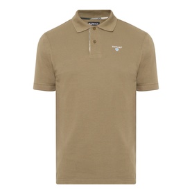 Barbour clay cotton polo shirt with short sleeves, ribbed collar, two-button placket and embroidered logo on chest.
