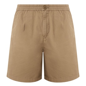 Barbour clay cotton shorts with elasticated waistband, single button fastening, and slanted front pockets