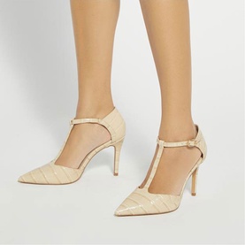 Castered Faux Croc Pumps