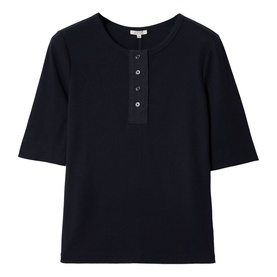 Fine Ribbed Henley Top