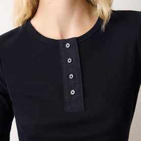 Fine Ribbed Henley Top