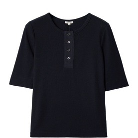 Fine Ribbed Henley Top