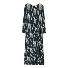 Ikat Ruched Flared Dress