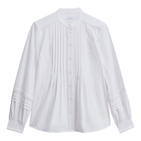 Mariette Pleated Scallop Trim Blouse