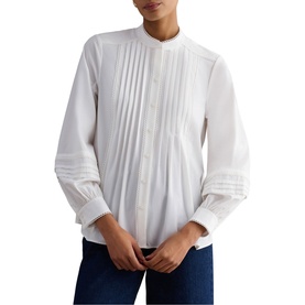 Mariette Pleated Scallop Trim Blouse