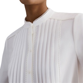 Mariette Pleated Scallop Trim Blouse
