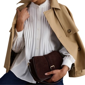 Mariette Pleated Scallop Trim Blouse