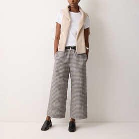 Mara Checked Linen Wide Leg Trousers